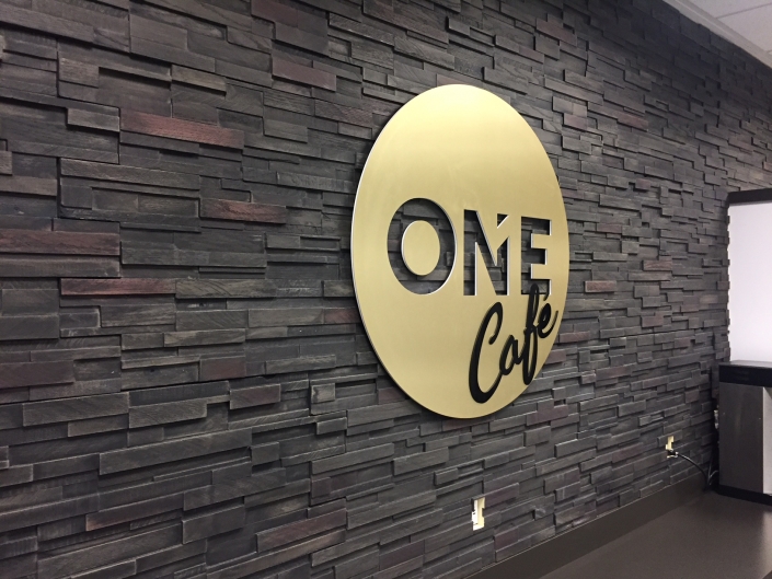 Faux Textured Lobby Logo Wall Sign - One Cafe