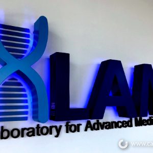 Illuminted Lobby Sign Reception Sign LAM Laboratory for Advanced Medicine Irvine CA Lobby Signs Irvine