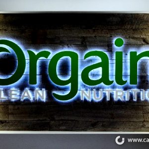 Reverse Channel Letter Corporate Lobby Sign Orgain Nutrition Irvine CA Lobby Signs Irvine