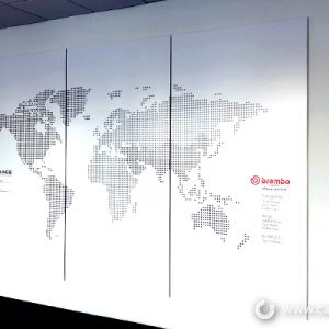 Wall Mural Digital Print High Quality Sign World Map Sign RaceTechnologies Irvine CA Lobby Signs Irvine