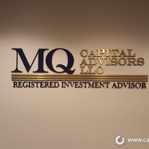 Gold and Colored Acrylic Sign, Orange County- MQ Capital Advisors LLC