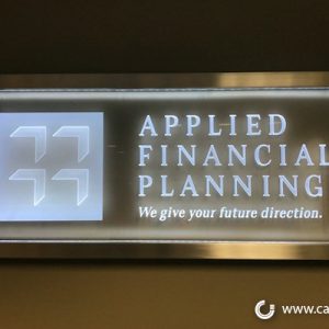 wall mounted office sign for applied financial planning in irvine ca call 949 748 1070 today for your own custom made office sign